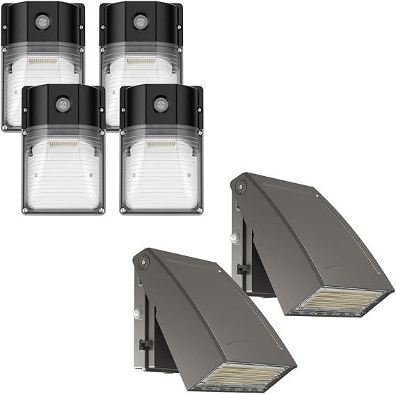 30W 3600LM LED Wall Pack with Dusk to Dawn 4 Pack & 60W 8400LM Full Cut-Off LED Wall Pack with Dusk to Dawn 2 Pack