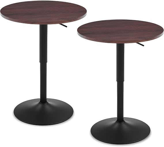 Bar Table, Height-Adjustable Round Pub Table 27-35.4 Inches