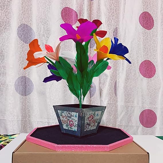 SUMAG Appearing Potted Flower Tray Magic Tricks Feather Flower Appearing Magic for Magicians Stage Illusions Gimmicks Mentalism Props