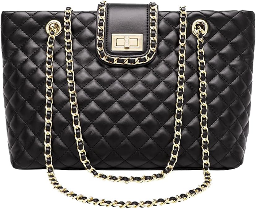 11.8"/13.4" Women Quilted Double Strap Large Tote Bag Shoulder Bag Hobo Tote Handbag(2 Sizes Available)