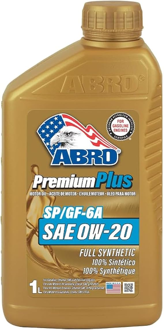 ABRO Premium Plus Full Synthetic Motor Oil, SAE 0W-20, SP/GF-6A, 1 L