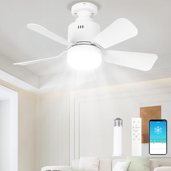 LANMEL 17.7''Socket Ceiling Fan Light with Remote Control Light Bulb Fan