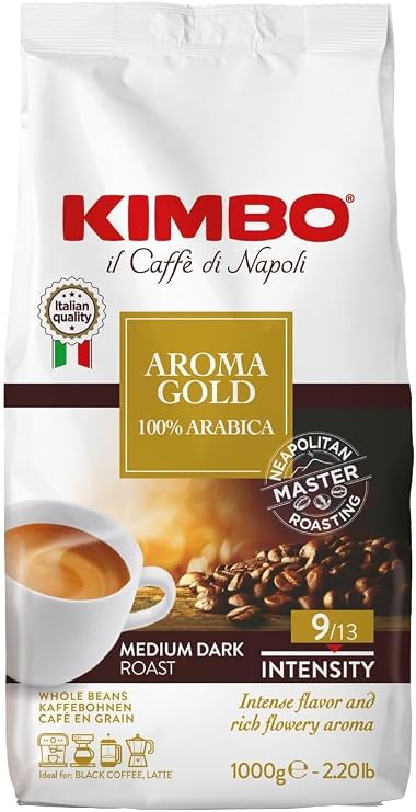 Kimbo Aroma Gold Whole Bean Coffee, Dark Roast, 2.2lb