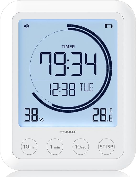 mooas Timer Ring Visual Multi Clock Timer, Bathroom, Shower, Waterproof