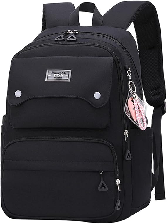 JiaYou Teen Girls Casual Backpack High Middle School Daypack Women Daily Travel Laptop Bag (1# Black, 26 Liters)