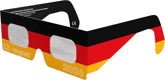 Solar Eclipse Glasses ISO 12312-2 & CE Certified – Safe Solar Viewing for Direct Sun & August 2026 Eclipse | Paper Cardboard Frame, Made in EU | For Kids & Adults
