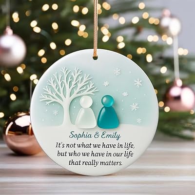 Personalized Friendship Ornament 2025, Friends are Like Stars Quote Ornament, Custom Pebble Sea Glass Design, Bestie, Timeless Friendship BFF Keepsake Decoration, 2