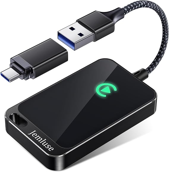 Jemluse Wireless CarPlay Adapter for Apple iPhone - Multi-User Seamless Connection for Convert Wired to Wireless Car Play Adapter - No Latency from iOS 10+ to Screen w/USB C (All Black)