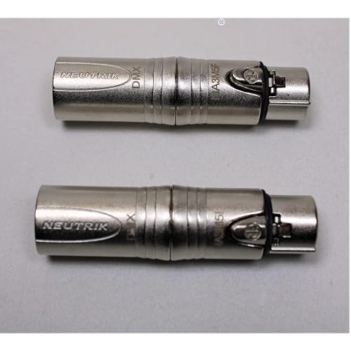 LASE Two Genuine Neutrik NA3M5F 3-Pin XLR Male to 5-Pin XLR Female DMX Adapters 2 Pack