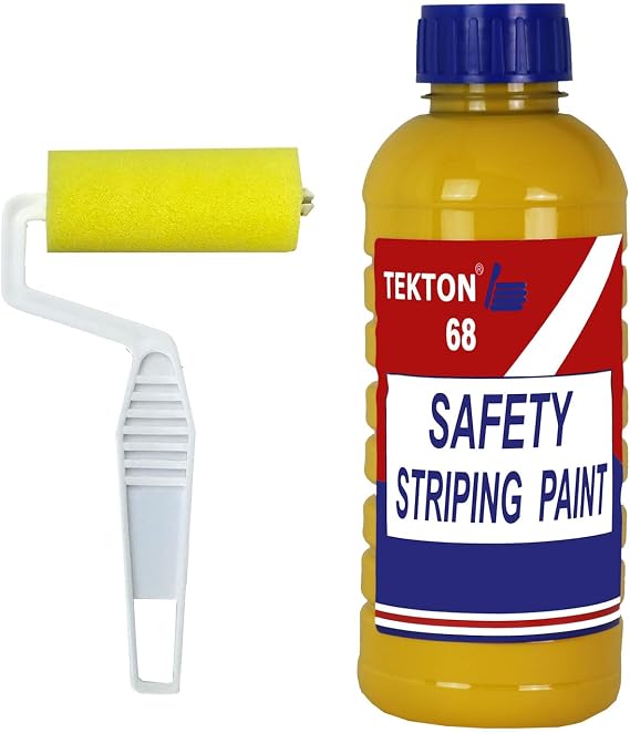 Yellow Striping Paint; Parking Lot Line Paint; Traffic Highway Road Safe Marking (1 Quart with Roller, Yellow)