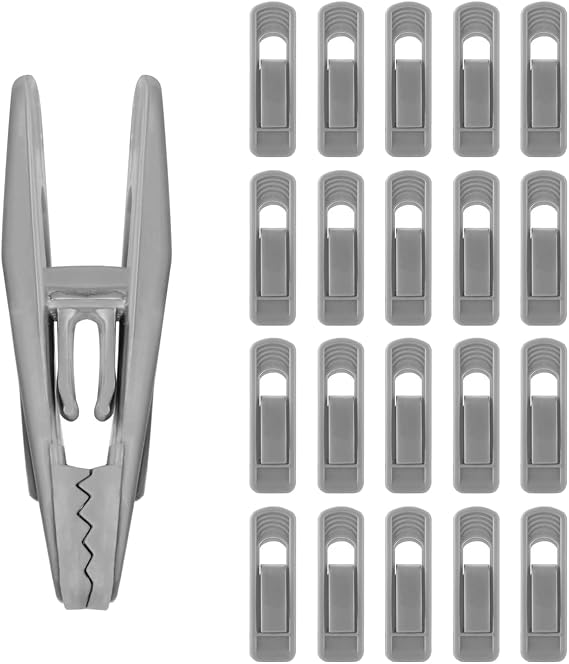 Plastic Hanger Clips, 20 Pack Plastic Clips for Hangers, Slim-line Finger Clips Set Clothes Hanger (20, Grey), Gray, JZ0508