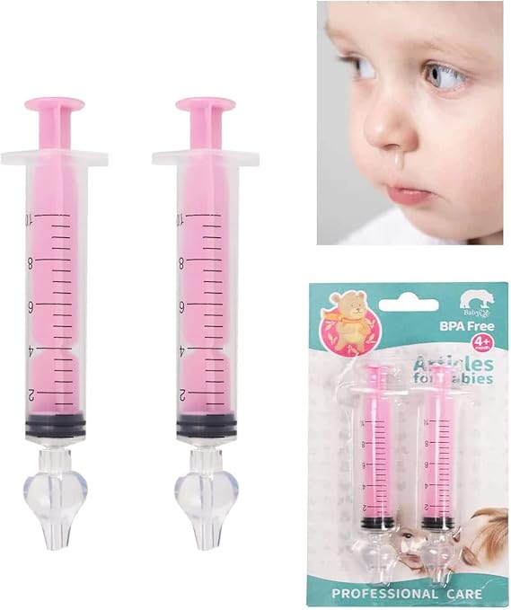 Nasal Irrigator for Baby,10ml Baby Nasal Syringe Irrigator Portable Infant Noses Cleaner Nasal Irrigation Nose Aspirator for Babys Nasal Wash Nasals Cleaner Babys Nose Rinse 2pcs (Pink)