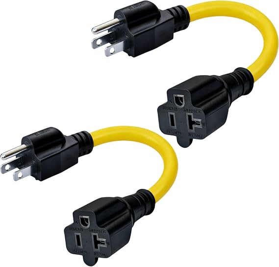 1Pack NEMA 5-15P to 5-15R/5-20R Adapter Cord,15A to 20A Power Cable
