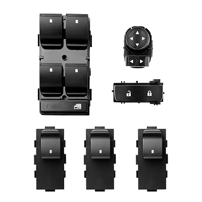 Power Window Switch Driver & Passenger Side, Door Lock & Mirror Control, Compatible with 2007-2015 Chevy Silverado GMC Sierra, Replaces# 25789692, 22883768, 15804093, 22895545