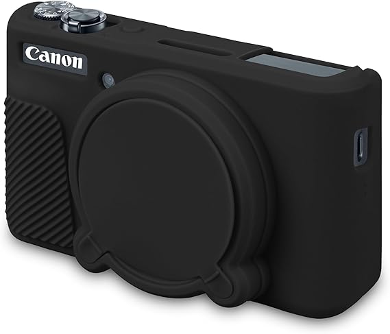 BOVKE Silicone Camera Case for Canon PowerShot SX740 / SX730 Digital Camera, SX740 HS Soft Protective Case Cover Rubber Camera Slim Fit Sleeve with Removable Lens Cover, Black