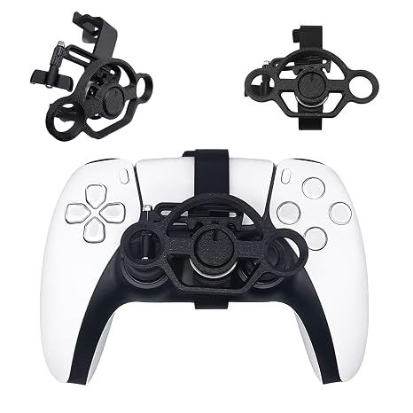 Xhiver Mini Steering Wheel Attachment for PS-5 Controller Racing Game Accessory, Enhanced Grip & Control (Black)