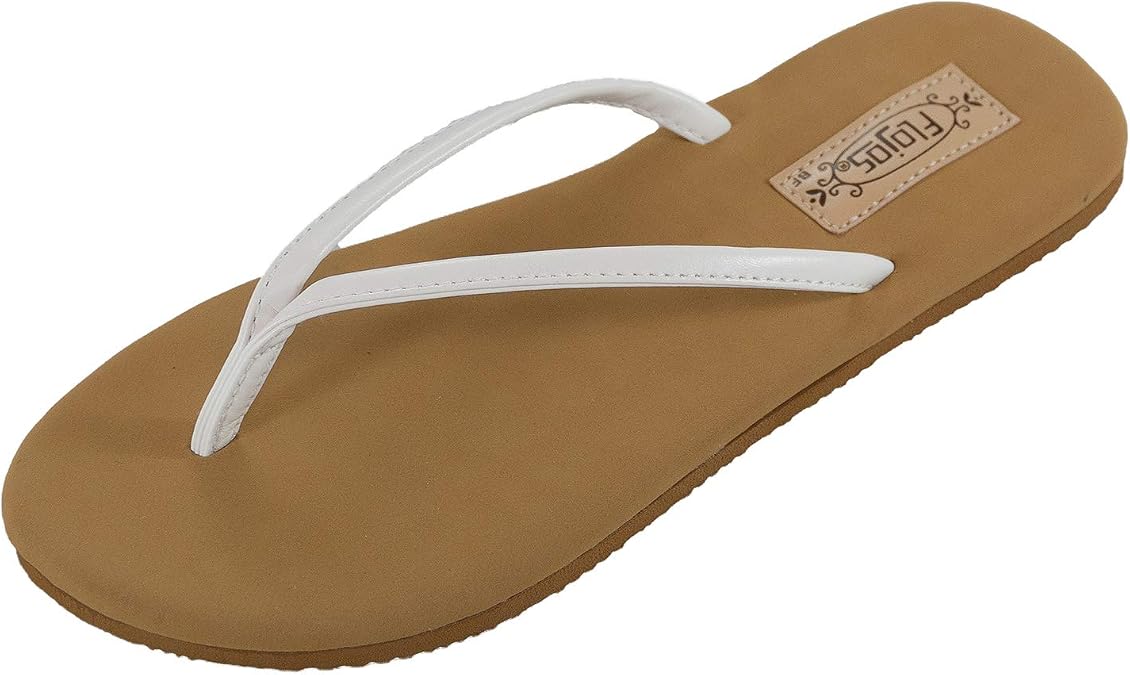 Flojos unisex adult Fiesta Flip Flop, White/Tan, 10 US