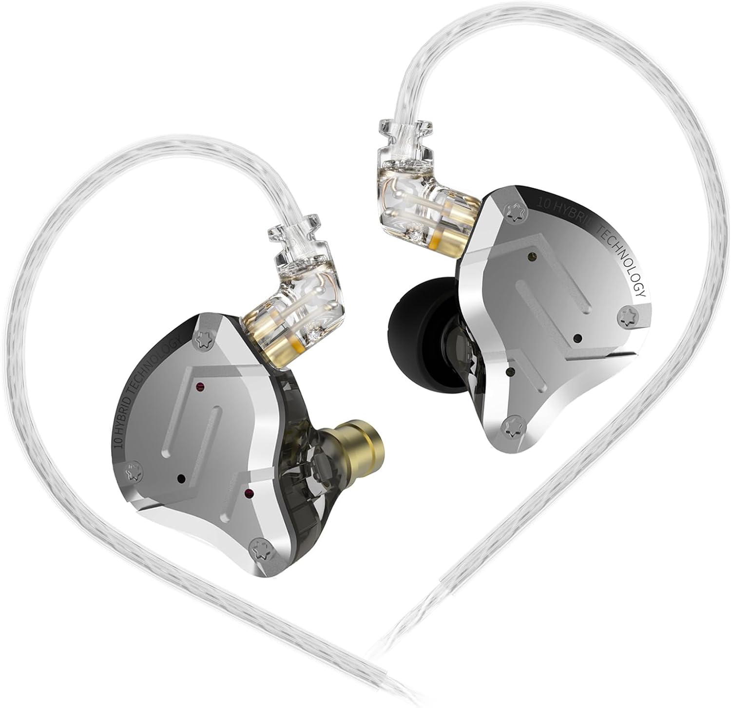 KINBOOFI KZ ZS10 Pro In Ear Monitor Earbuds, HiFi Earphone with 4BA and 1DD Drivers, Upgraded with Detachable 0.75mm 2 Pin 6N OFC Cable No Microphone, Black