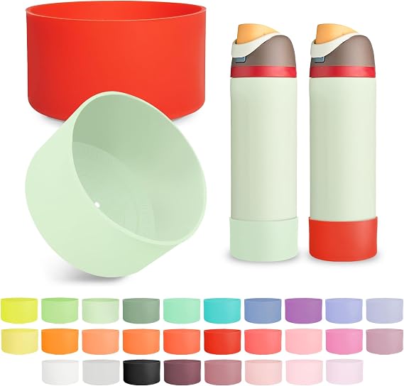2PCS Silicone Boot for Owala 24oz FreeSip Water Bottle, Anti-Slip Scratch-Resistant Bottom Sleeve, Protective Sports Bottles Accessories, BPA-Free
