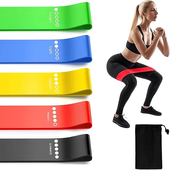 Resistance Bands Legs Hip Stretching Workout Elastic Rubber Loop with Exercise Fitness Guidance Men Women Yoga Pilates Gear Come with Carry Bag