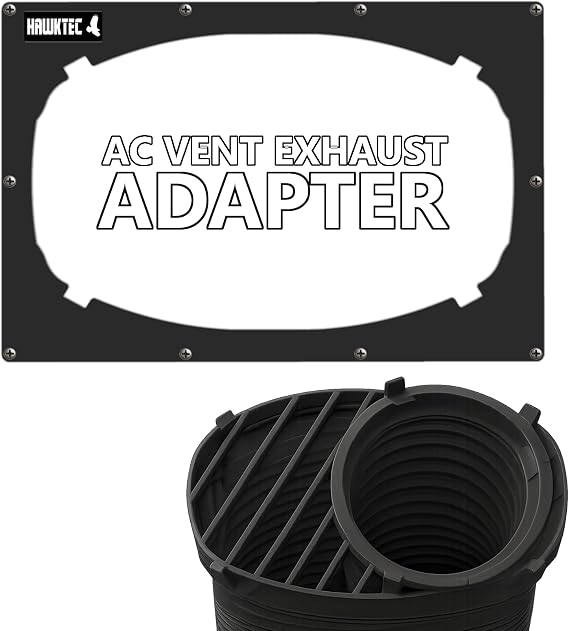 AC Vent Exhaust Hose Adapter Plate for DIY Window and Sliding Doors compatible with Midea Duo (Black)