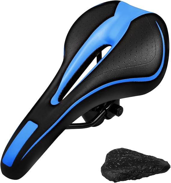Gel Bike Seat for Men & Women, Mountain Bike Saddle, Comfortable Bicycle Seats, Soft Cushion Padded, Waterproof Saddles for Road, City, Exercise Bikes