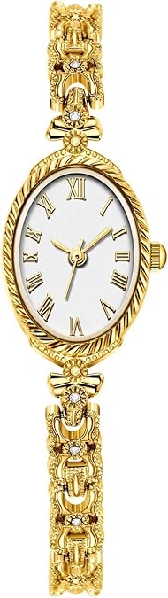 Vintage Oval Ladies Watch Roman Numeral Bracelet Quartz Wrist Watch