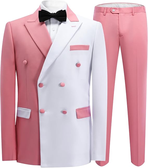 Cloudstyle Mens 2-Piece Dress Suit Blazer Slim Fit Double-Breasted Suit Jacket Sport Coat and Pants Set