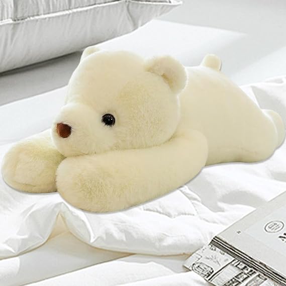 MeHoo 3.3LB Weighted Bear Plush, 23.6 Inch Weighted Toy for Anxiety | Weighted Stuffed Animals Throw Pillow, Furry Weighted Plushies Hugging Pillow Cute Plush Doll for Birthday White Bear