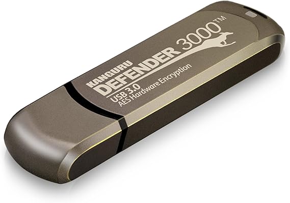 Kanguru Defender 3000 128 GB Hardware Encrypted Flash Drive - FIPS 140-2 Level 3 Certified - SuperSpeed USB 3.0 Water Resistant