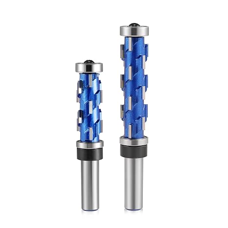 Flush Trim Router Bit 1/2" Shank, Double Bearings Flush Trim Bit 1/2 Spiral Trimming Bit, Wood Router Tool Hardwood Flush Cut Router Bit Router Template Bit for Wood MDF(2PCS)