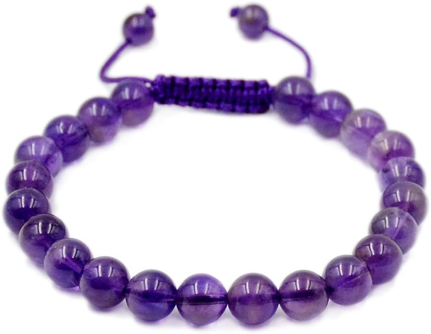 AD Beads Unisex 8mm Gemstone Bracelets Healing Macrame Adjustable 7-9 Inches || wear this healing natural gemstone bracelet help to erase your pain and fear || recover your energy|||