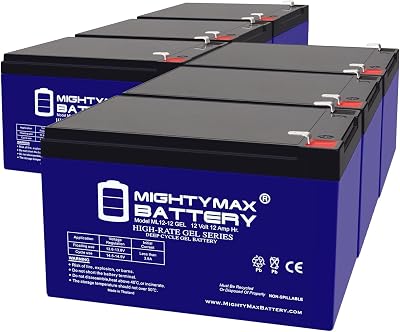 Mighty Max Battery 12V 12AH Gel F2 Replacement Battery Compatible with Emad 800w Electric Skateboard - 6 Pack