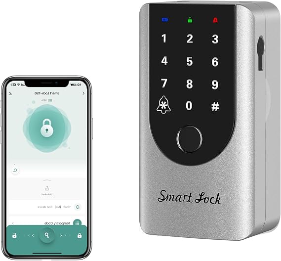 Smart Key Lock Box,Outdoor Waterproof Fingerprint Safe Box,with Password and APP Remote Access, Wall-Mount Lock Boxes for House Keys