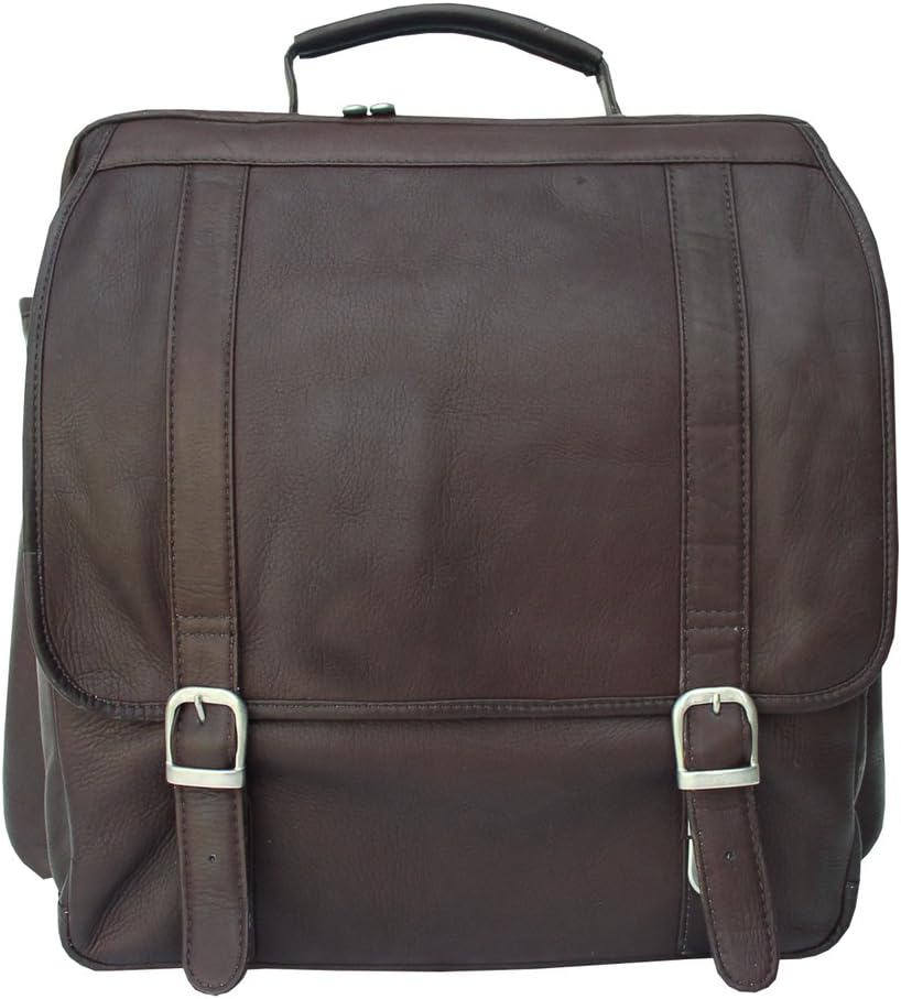 Piel Leather Vertical Computer Backpack, Chocolate, One Size