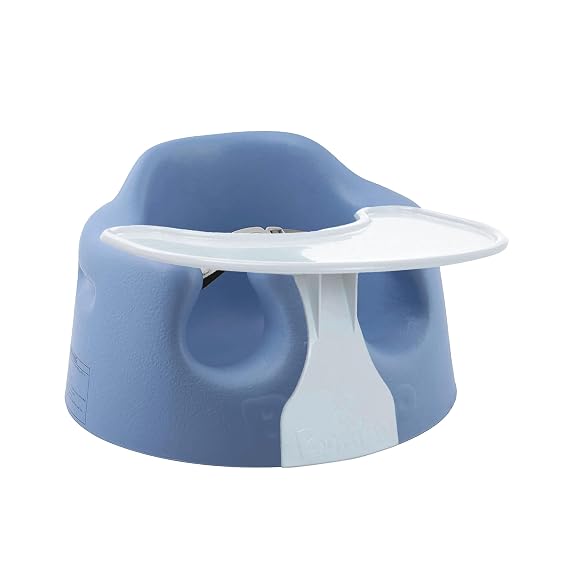 Bumbo Baby Floor Seat, Sit Up Activity & Eating Chair w/Tray, Powder Blue