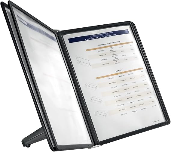 Durable Desktop Reference System with 5 Double-Sided Panels - Letter-Size 8.5" x 11" Inches - Black Sherpa SOHO Design - Desk Reference Organizer