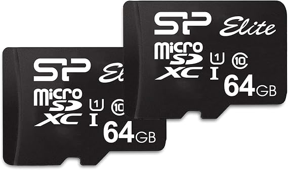 Silicon Power Elite 64GB microSDXC 2-Pack MicroSD Memory Card with Adapter for Nintendo-Switch, Wyze Cam