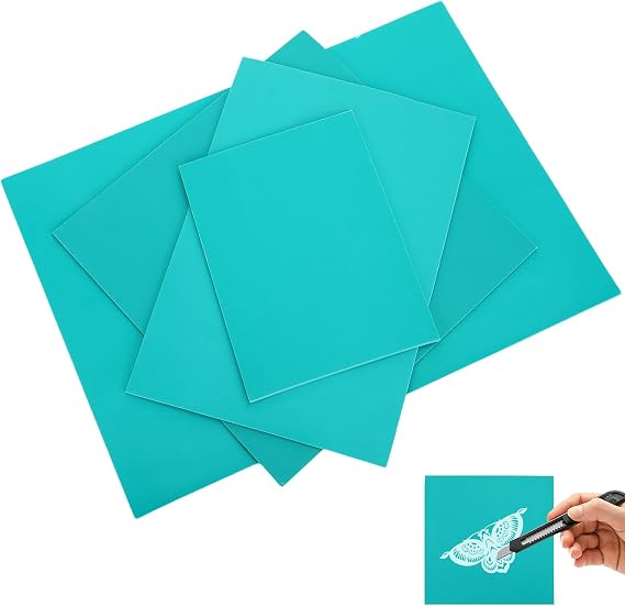 4 PCS Lino Sheets, Lino Printing Kit, Lino Printing A4/A5/A6, PVC Plate Lino Cutting Kit Easy to Engrave, Rubber Stamp Linocut Plates for DIY Stamps, Craft and Printing Projects