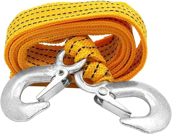 YSY 3 Ton Heavy Duty Tow Strap with Safety Hooks 10FT | 6,600 LB Capacity | Polyester Towing Rope for Towing Vehicles in Roadside Emergency 1 Set(Yellow)