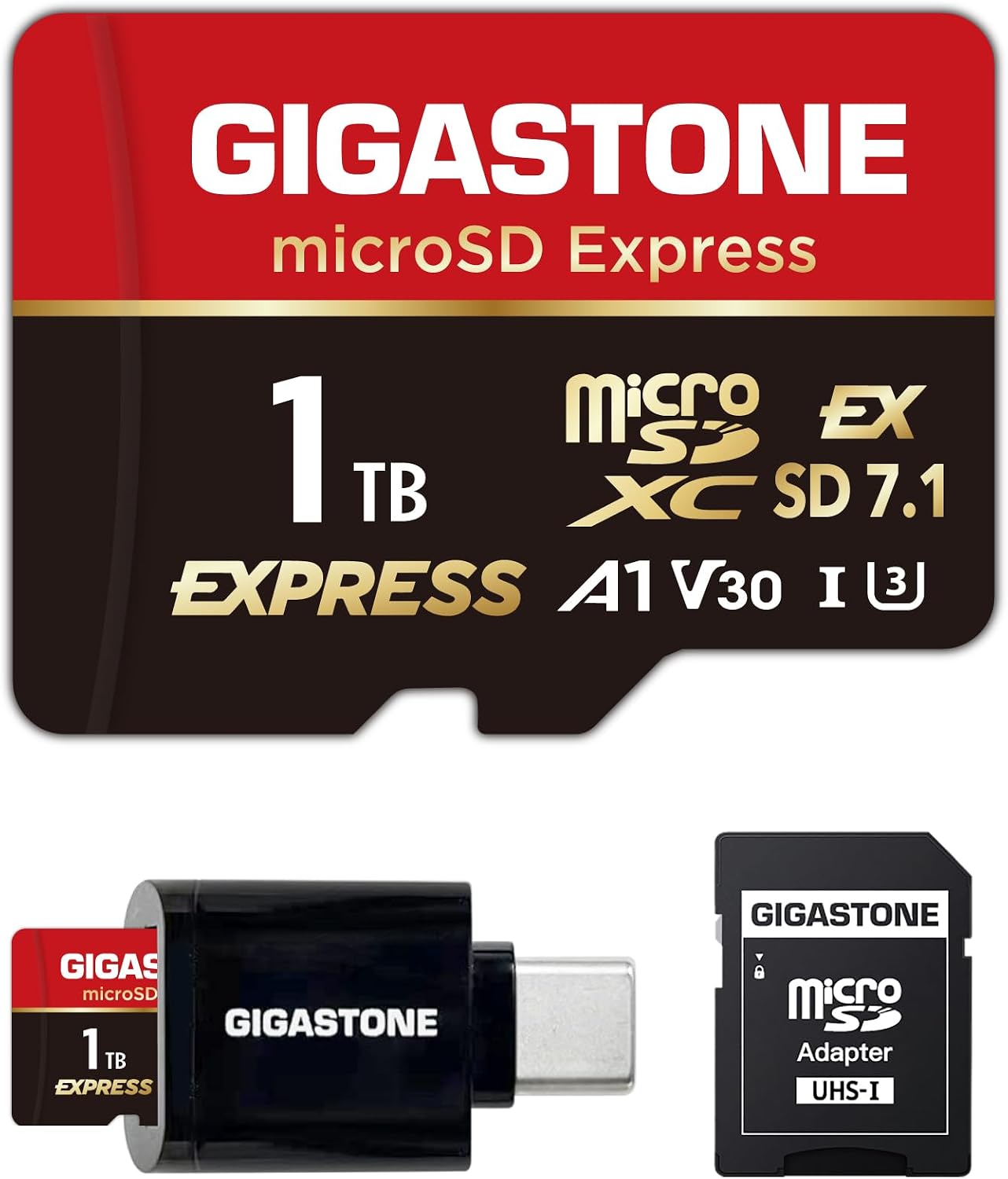 Designed Specifically for Switch 2GIGASTONE microSD Express microSD Card 1TB SD7.1 ReadWrite Speed Up to 800650MBs A1 V30 U3 with Type-C Card Reader