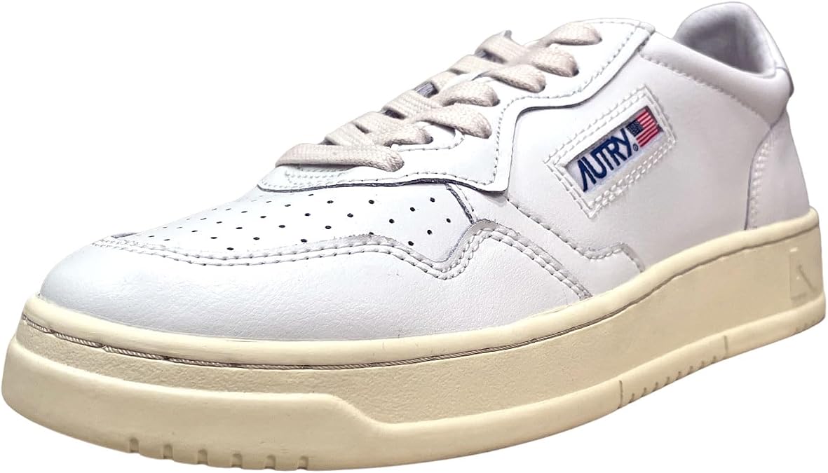 Autory Men's MEDALIST LOW MAN Smooth Leather Low-Cut Sneakers, White