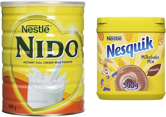 Nestlé Nido Instant Full Cream Milk Powder - 900 g (Pack of 1) & Nesquik Chocolate Flavoured Milkshake Powder, For Milk, Fortified with Vitamin D, Breakfast, After School Snack, 500g Tub