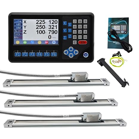 14''x36''x16'' 3Axis LCD DRO Digital Readout Display Kit RPM Function,High Precision IP67 1um EIA-422 Output Magnetic Scale Encoder (370mm+920mm+420mm) for Lathe Milling Bridgeport Grinding
