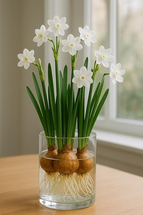 4 Paperwhite Bulbs for Growing - Fast Flowering, Fragrant Winter Flowers Easy Holiday Forcing, Gifts & Home Decor Hostess Gift, Favorite Things Party, Office Exchange