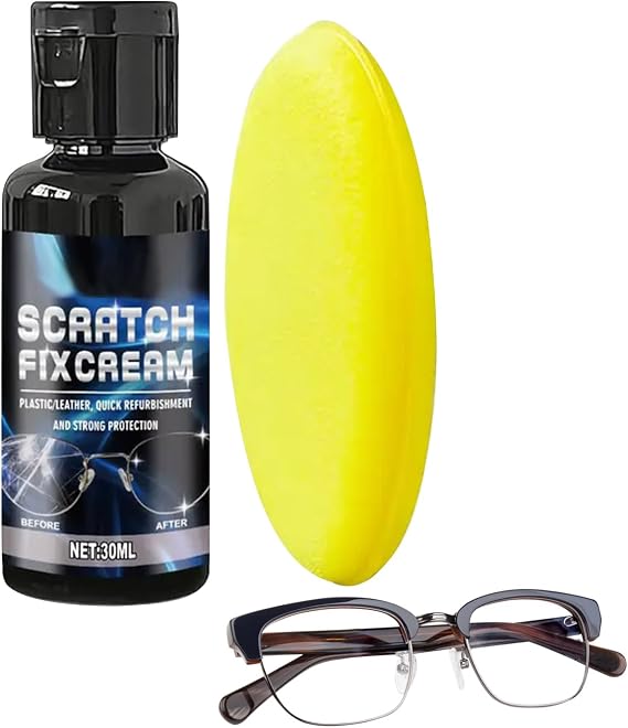 Glasses Scratch Remover,Fast Acting Long Lasting Liquid - with Sponge Eye Glass Scratch Remover for Lenses | for Window, Screen, Phone, Watch, Sunglasses, Camera