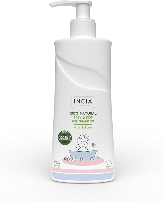INCIA%100 Doğal Organik Sertifikalı Bebek ve Çocuk Jel Şampuanı Saç Vücut Lavanta Konak Önleyici 350 ml
