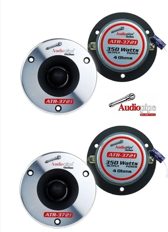 Audiopipe 2 Pair 3-3/4 Aluminum Bullet Titanium Horn Tweeters ATR-3721 350 Watts Max 4 Ohm
