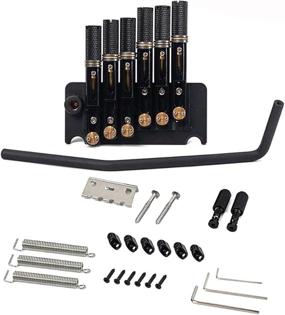 Headless Guitar Bridge Tremolo System Set with Tailpiece Black Tremolo Bridge Device Electric Guitar Bridge Color: 6 string