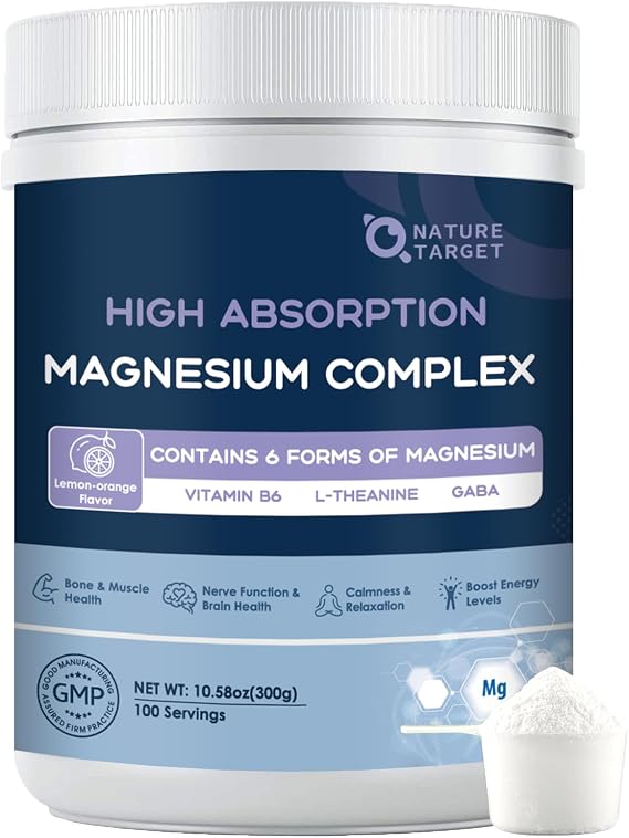 NATURE TARGET Magnesium Powder Supplement for Women & Men, 100 Servings